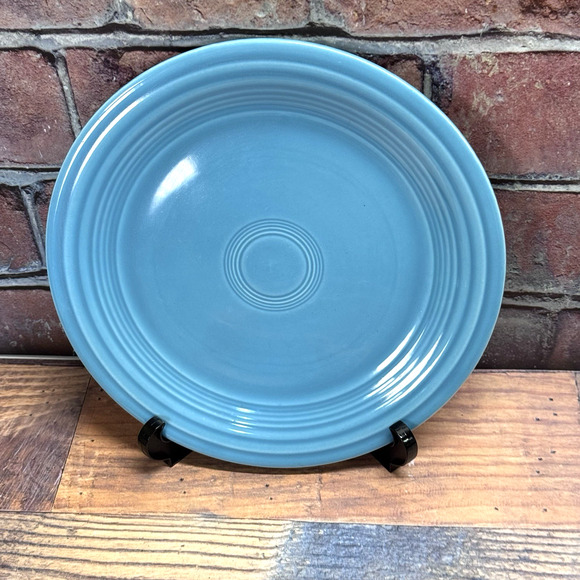 Vtg Fiestaware Dinner Plate 9.5" Turquoise Blue Teal Homer Laughlin Early Stamp - Picture 2 of 5